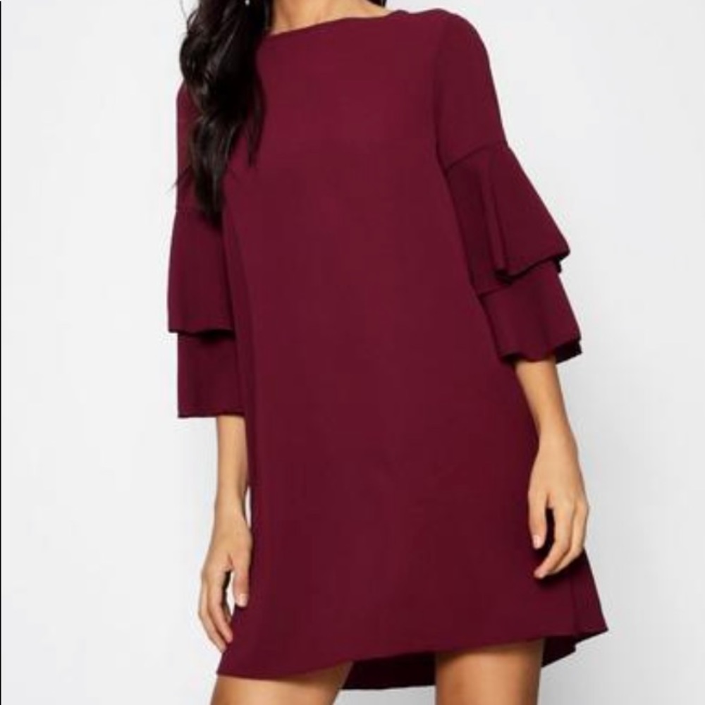 Volume Sleeve Woven Shift Dress